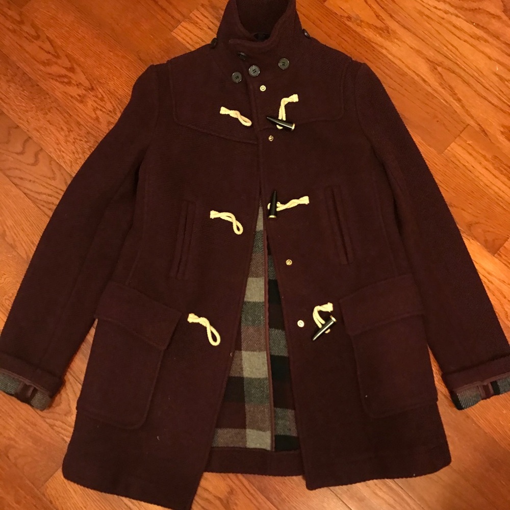 Topshop Maroon Toggle Coat
